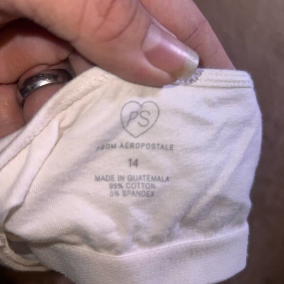 PS Aeropostale Girl 14 White Adjustable Spaghetti Strap Built-in‎ Bra Cami (T) - Picture 5 of 5